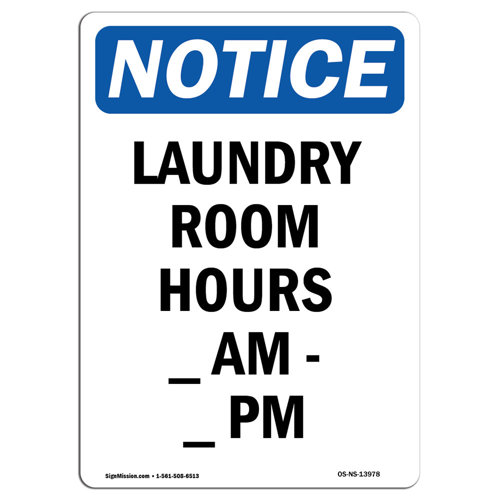 SignMission Laundry Room Hours Sign Wayfair